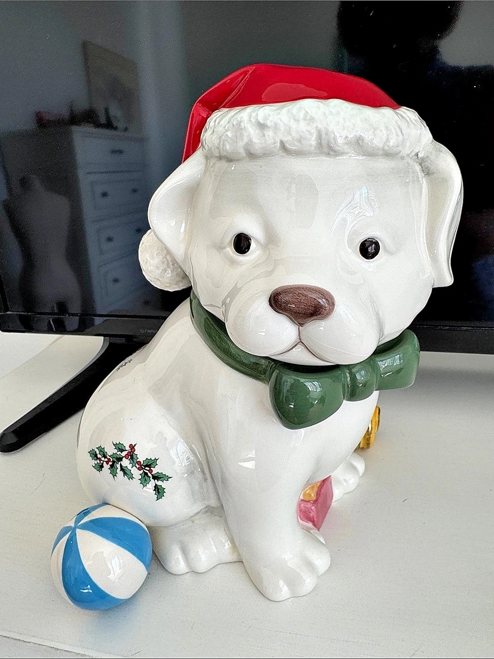 Spode Christmas Dog Holiday cookie jar